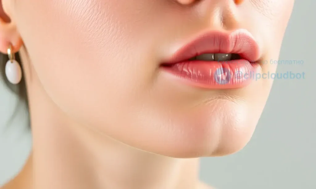 A close-up of a person's chin and neck area showing smooth, healthy skin with a subtle glow. The skin should appear free of irritation, redness, or bumps. Soft natural lighting highlights the skin's texture and clarity. No visible pores, acne, or signs of discomfort. The background is neutral and blurred to focus attention on the skin.