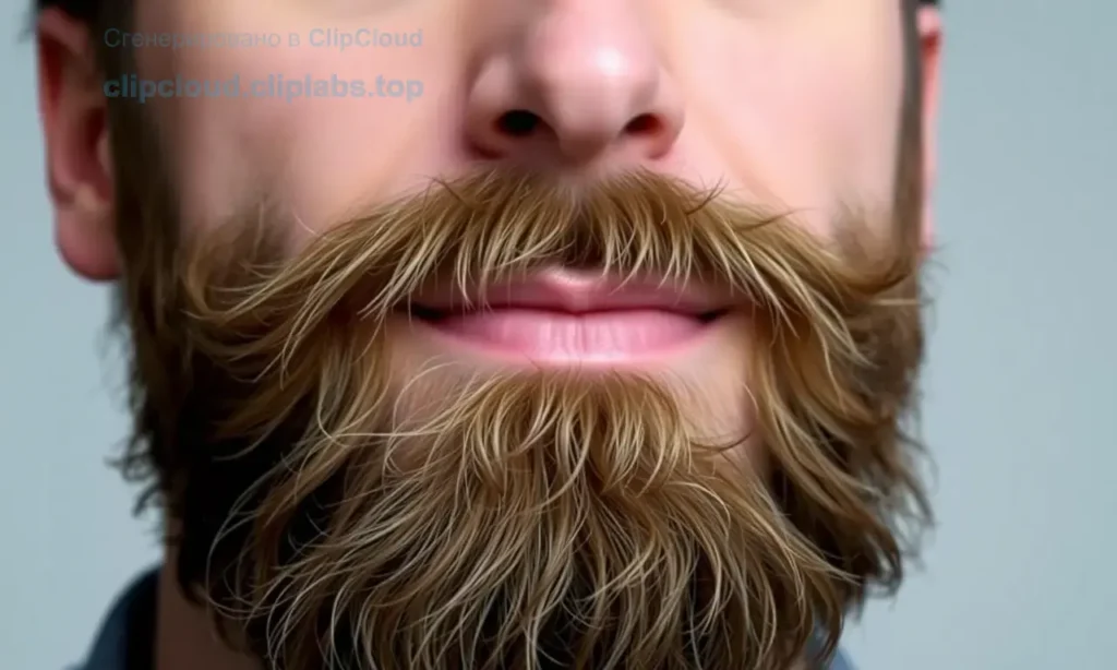 A close-up portrait of a man with a well-groomed beard and mustache, showcasing the texture and details of the facial hair. The man should have a neutral expression, looking directly at the camera. The background should be simple and uncluttered, focusing on the beard and mustache. The lighting should be soft and even, highlighting the natural colors and textures of the facial hair.