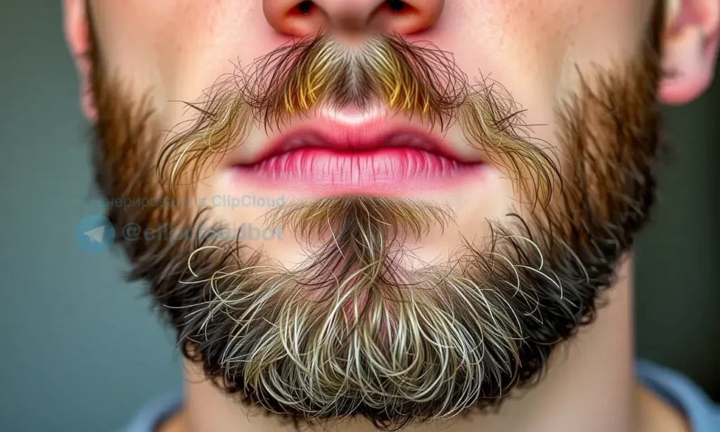 A close-up of a man's face with patchy, uneven beard growth showing sparse areas and thicker clumps, natural skin texture, soft lighting, realistic details, no styling products visible, focus on beard irregularities