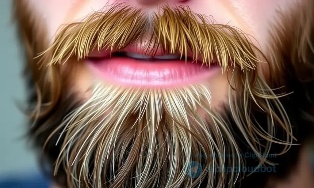 A close-up of a well-groomed man's beard with healthy, hydrated ends, showing smooth texture and natural shine, no dry or flaky tips, natural lighting, realistic detail, no text or symbols on face or beard