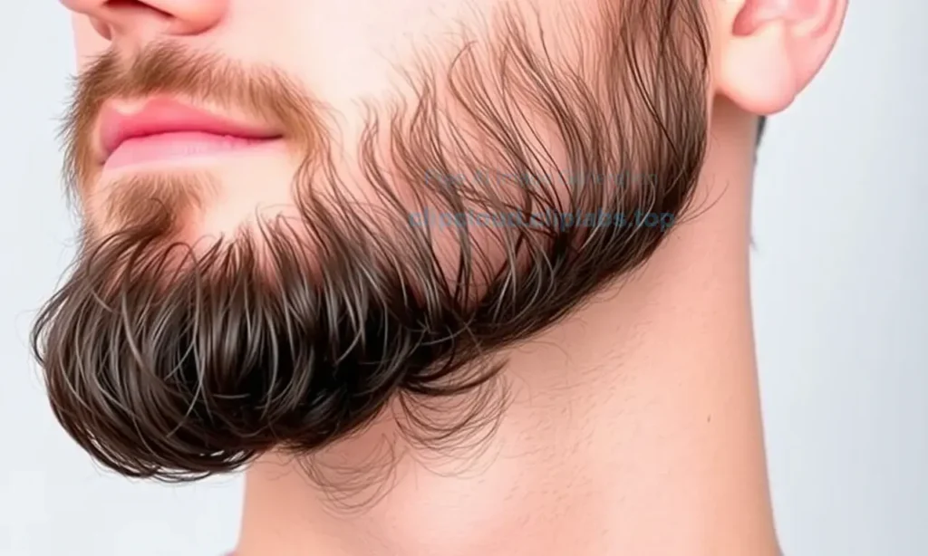 A neatly trimmed beard with even length and no stray hairs, styled naturally without any visible grooming products or uneven patches, set against a clean background