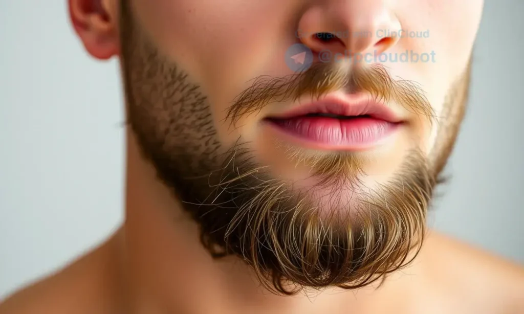 A close-up of a well-groomed man with a soft, smooth beard, natural lighting, realistic skin texture, subtle stubble transitioning to longer beard, no visible razor marks or irritation, clean background