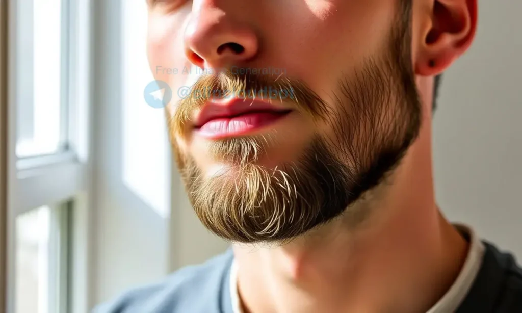 A close-up of a well-groomed male face with a neatly trimmed beard, showing healthy skin and facial hair, standing in natural daylight near a window with soft shadows, emphasizing beard care and preparation for growth — no text, no symbols, no logos, no clothing details visible beyond the neckline