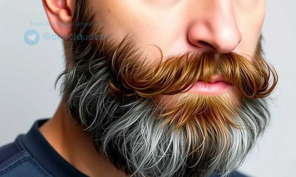 A mature man with a full, healthy beard growing slowly after age 35, showing natural growth patterns, well-groomed but not overly styled, against a neutral background, realistic detail, no text or symbols