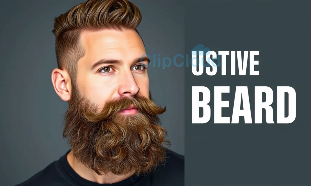 A well-groomed man with a full, voluminous beard that has been styled to maintain its shape and volume. The beard should appear thick, neatly trimmed, and styled upwards to create a fuller look. The man should have a confident expression, showcasing the effectiveness of proper beard grooming techniques.