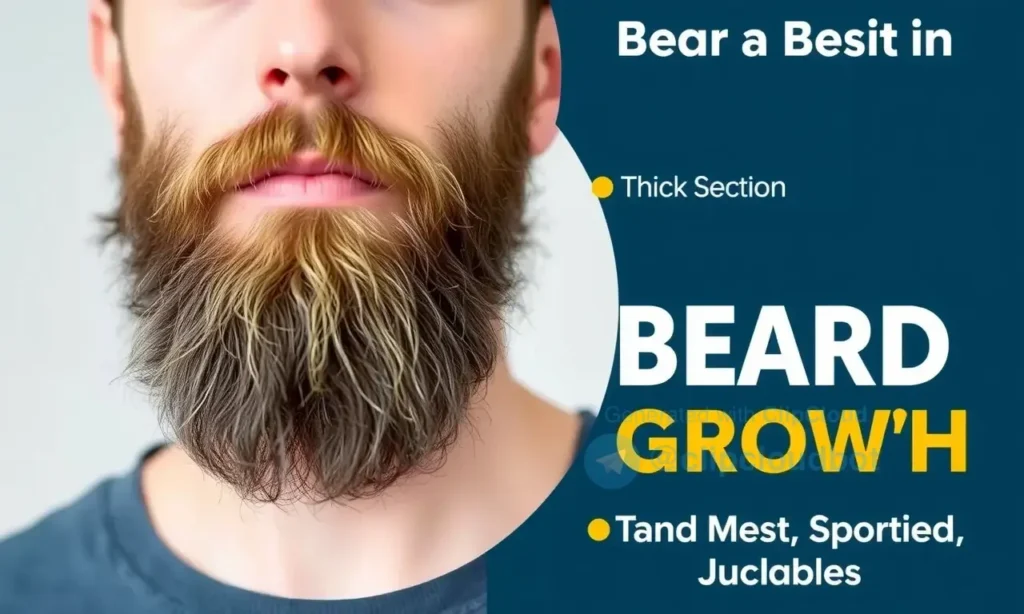 A man with a beard growing in uneven patches and clumps, showing areas of sparse growth and thicker sections, illustrating common beard growth issues, with a clean background and clear focus on the beard texture and growth pattern