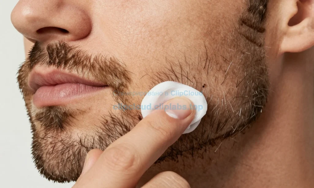A close-up of a well-groomed man's beard being shaped with beard wax, showing the wax being applied with fingertips to define sharp lines and hold stray hairs in place, soft natural lighting, high detail on facial hair texture, no text or symbols visible