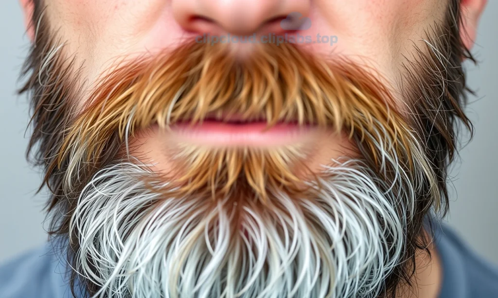 A close-up image of a well-groomed beard with slightly dry and itchy skin underneath, showcasing the texture and slight redness. The focus should be on the skin and beard, highlighting the need for care and moisturizing. The background should be neutral and not distracting.