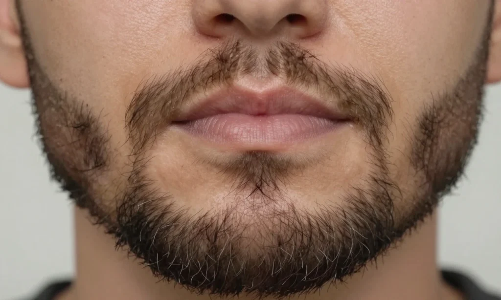 A close-up of a man's face with oily skin and a thick, well-groomed beard growing densely across the jawline and cheeks, showing healthy hair follicles and subtle skin texture, natural lighting, realistic skin pores, no shine exaggeration, focus on beard density and skin condition harmony
