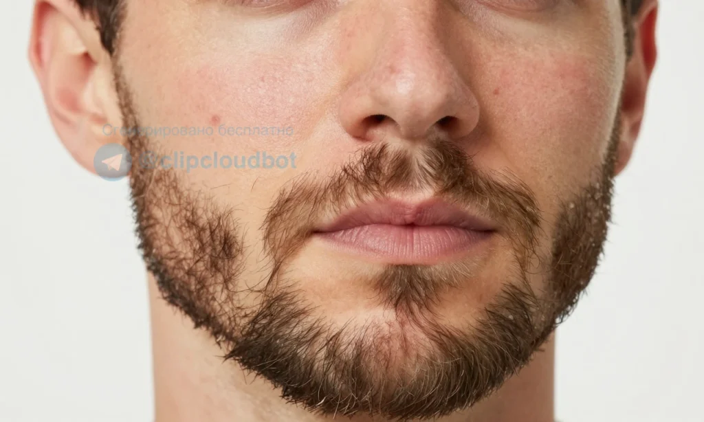 A close-up of a man's face with a well-groomed beard, showing healthy skin underneath, with subtle signs of irritation or dryness in one area to contrast proper vs improper care; on a clean white background, soft natural lighting, realistic skin texture, no text, no logos, no symbols