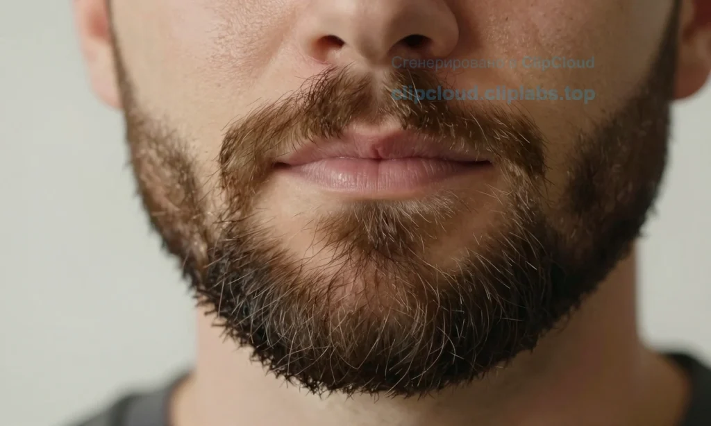 A close-up of a healthy, well-groomed beard with natural shine and soft texture, showing individual hairs catching light, set against a clean, neutral background with subtle warm lighting to emphasize vitality and care