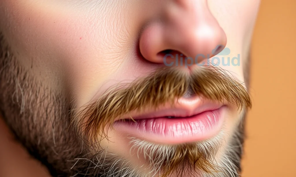 A close-up of a man's face with a soft, well-groomed beard, showing gentle texture and healthy hair, natural lighting, no visible irritation or roughness, subtle skin glow, realistic skin pores, beard hairs appearing smooth and conditioned, no salon tools or products visible, warm neutral background