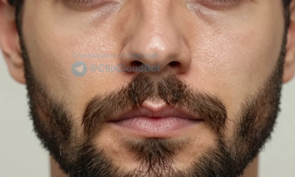 A close-up portrait of a man with oily facial skin and a thick, well-groomed beard, showing subtle shine on the forehead, nose, and chin due to sebum, while the beard appears dense, healthy, and neatly trimmed. Soft natural lighting highlights skin texture and beard follicles. No text, logos, or digital overlays. Realistic, high-detail skin and hair rendering.