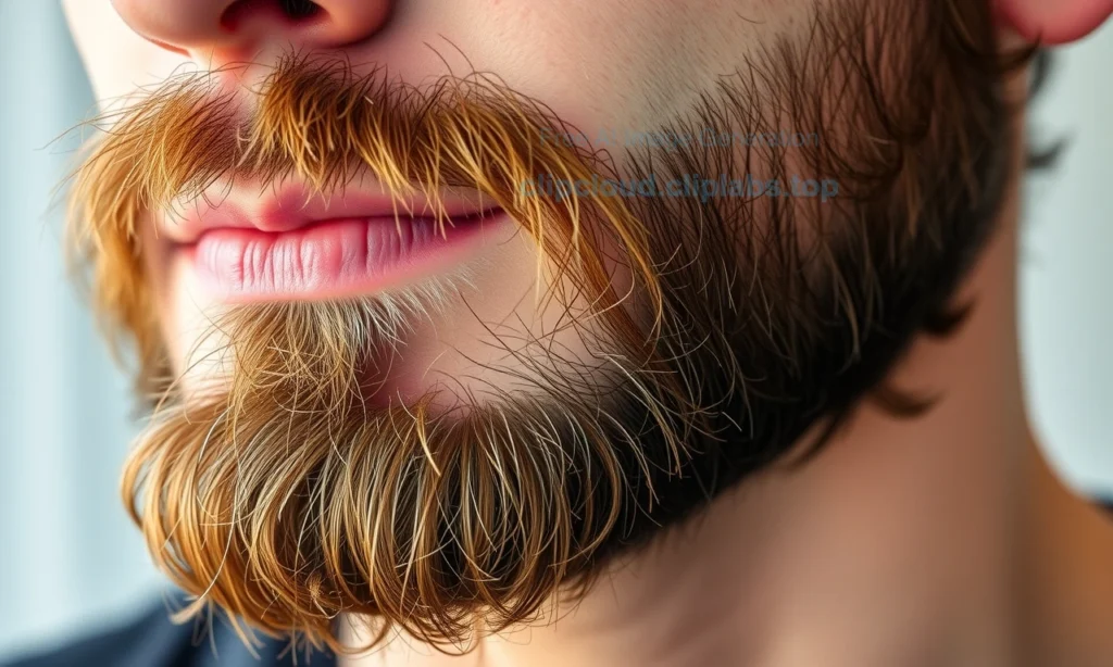 A close-up of a well-groomed beard with smooth skin underneath, showing no ingrown hairs, redness, or bumps; soft natural lighting highlights healthy facial hair and clear skin, emphasizing beard care and hygiene