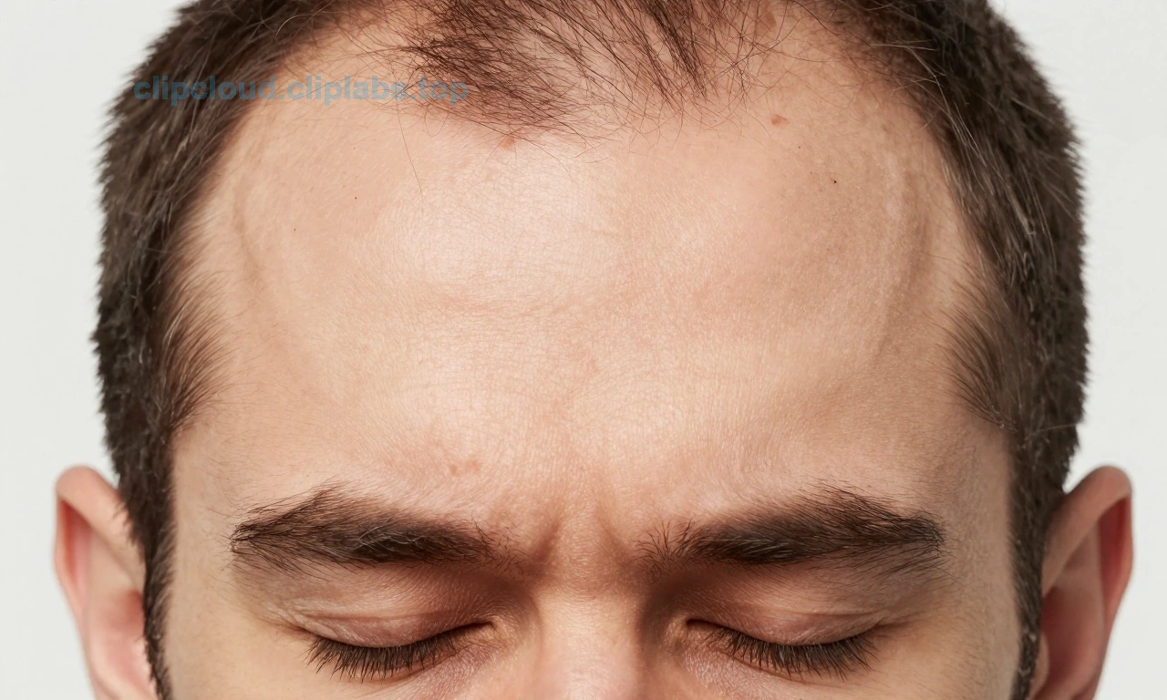 A close-up of a man's face showing patchy beard loss with small bald spots, natural skin texture, soft lighting, realistic medical illustration style, no text or symbols